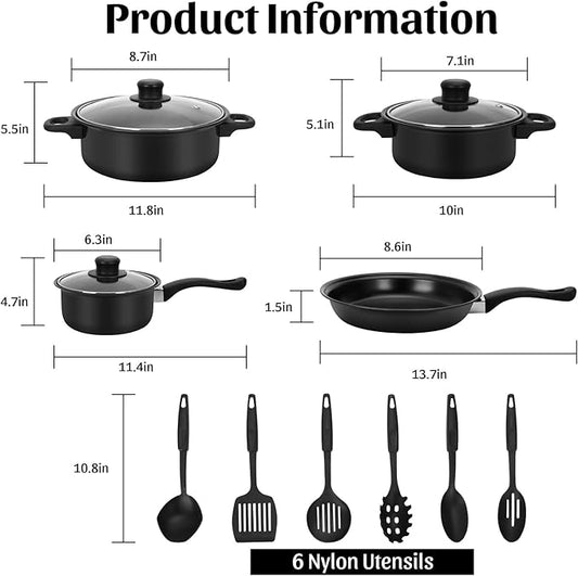 SET DE OLLAS Y SARTENES ANTIADHERENTES JUEGO DE UTENCILIOS DE COCINA DE 13